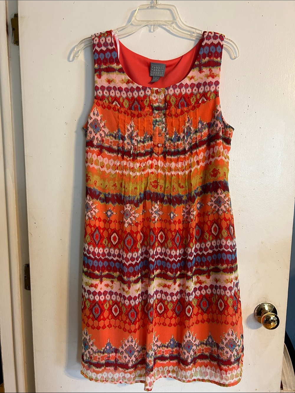 Rabbit Rabbit Rabbit Coral and Multi-Color Printed Sleeveless Top